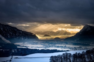 Landscape, Winter, Sonnenstrahlen